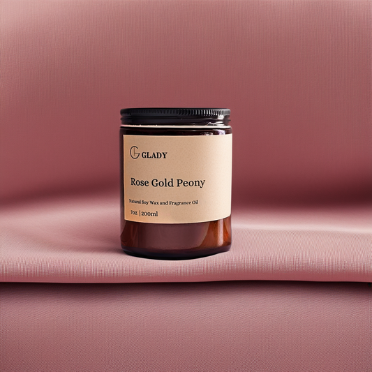 Rose Gold Peony Amber Jar Candle